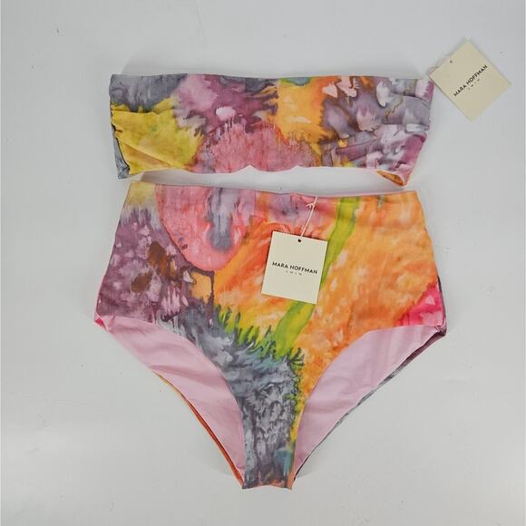 Mara Hoffman Tie Dye Lydia Abigail Strapless High Waist Bikini Swimsuit S - Picture 2 of 8